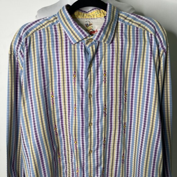 Robert Graham Men's Multicolor Striped Long Sleeve Button Down Shirt Size 2XL - Picture 2 of 10